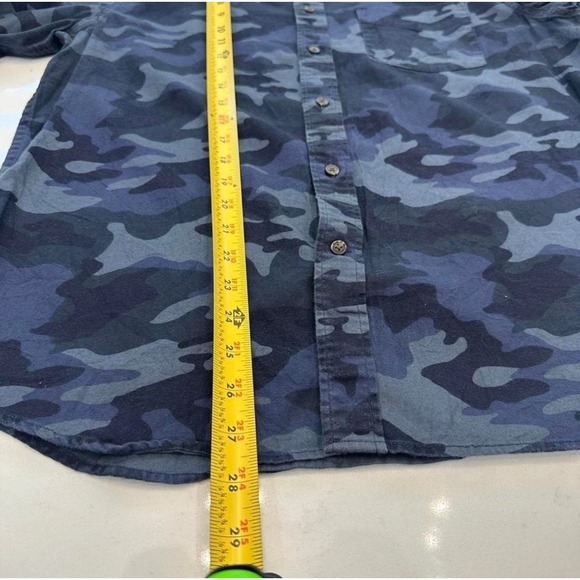Banana Republic Shirt Mens M Button Up Blue Camo Luxe Flannel Untucked Slim Fit - Picture 5 of 7